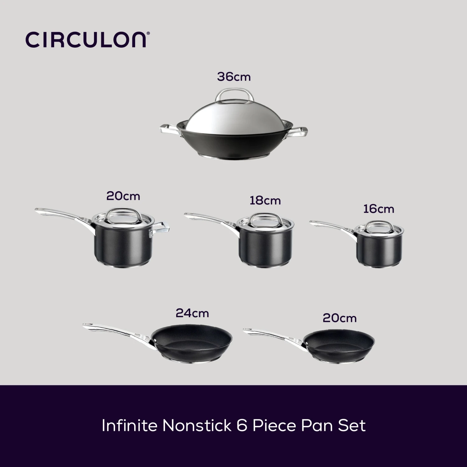 Infinite Non-Stick Induction Skillet, Saucepan & Wok Pan Set - 6 Pieces 3 Infinite Non-Stick Induction Skillet, Saucepan & Wok Pan Set - 6 Pieces - Image 3