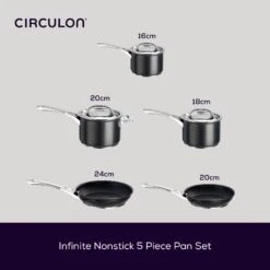 Infinite Non-Stick Skillet, Saucepan & Lid Family Set - 5 Pieces -Circulon 80678 CIR Infinite Dimensions Alt