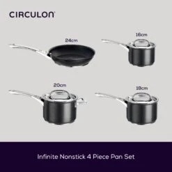 Infinite Non-Stick Induction Saucepan & Skillet Set - 4 Pieces -Circulon 80871 CIR Infinite Dimensions Alt