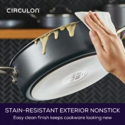 ScratchDefense Extreme Non-Stick Sauté Pan & Lid With Helper Handle - 4.7L -Circulon 81835 CIR CJM 28cmCovSaute ExteriorNonstick
