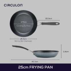 ScratchDefense Extreme Non-Stick Induction Frying Pan - 2 Sizes -Circulon 81836 CIR CJM Dimensions