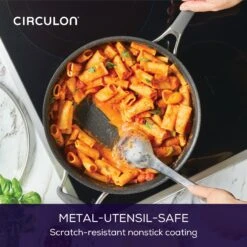 ScratchDefense Extreme Non-Stick Sauté Pan & Lid With Helper Handle - 4.7L -Circulon 81837 CIR CJM 28cmCovSaute MetalUtensilSafe