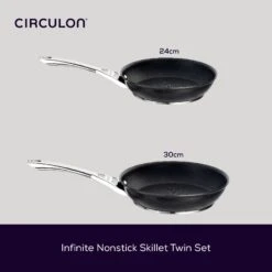 Infinite Non-Stick Induction Frying Pan Twin Set - Medium & Large 12 Infinite Non-Stick Induction Frying Pan Twin Set - Medium & Large -Circulon 82529 CIR Infinite Dimensions Alt