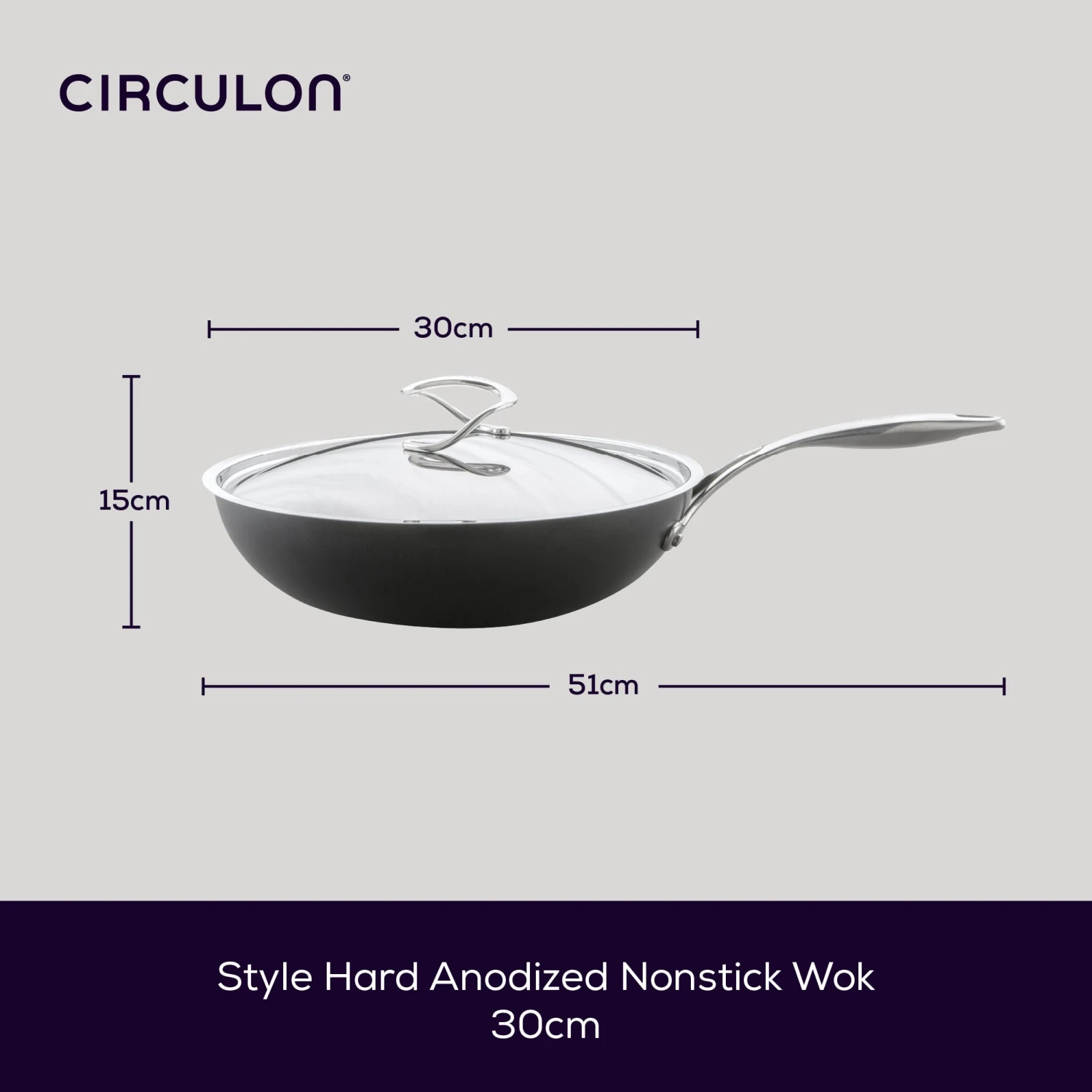 Style Non-Stick Induction Wok With Lid - 30cm 3 Style Non-Stick Induction Wok With Lid - 30cm - Image 3