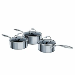 SteelShield™ Hybrid Nonstick Stainless Steel C-Series 3 Piece Saucepan Set