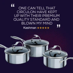 SteelShield™ Hybrid Non-Stick Frying Pan, Sauté Pan, Saucepan & Lid Set - 4 Pieces + FREE Cutlery Set -Circulon SteelShield Review Quote 3 pce Set 53f2968b 036a 49ce 989f ddd9211d7d22