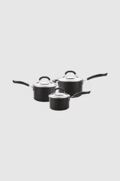 Total Hard Anodised 3 Piece Saucepan Set, Induction Friendly